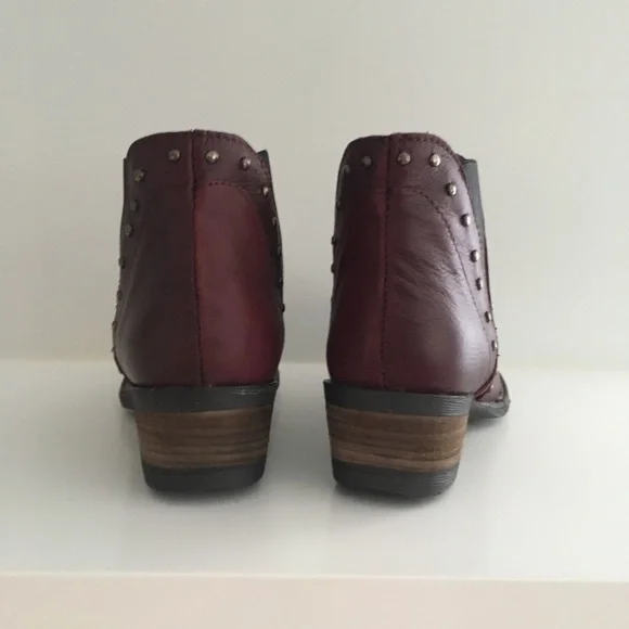 Genuine Leather Boot Bootie with Studs Red Wine - Picture 5 of 6